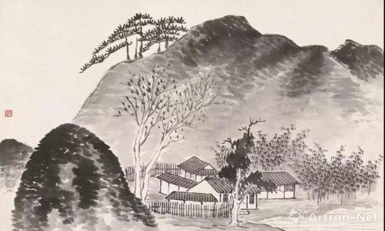 齐白石借山图(十五) 镜心 纸本设色30×48cm 1910年 北京画院藏