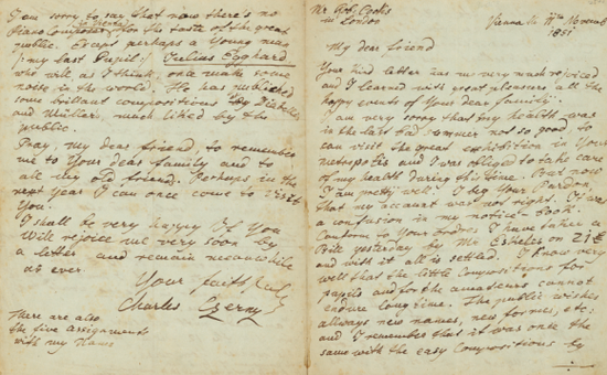 说明：车尔尼《有关莫扎特的亲笔长信》，信笺一通四页，42×26cm