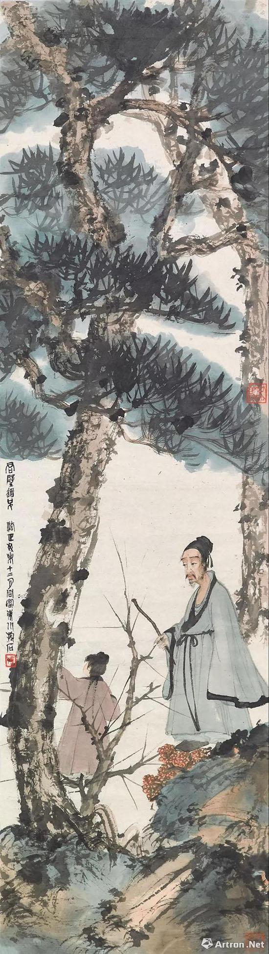 傅抱石《松下问童子》 108.5×31cm1943年作