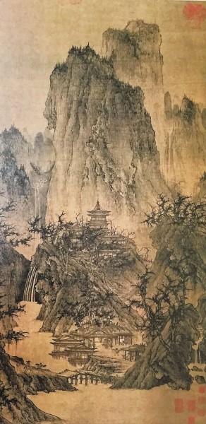 晴峦萧寺（中国画）　李成作