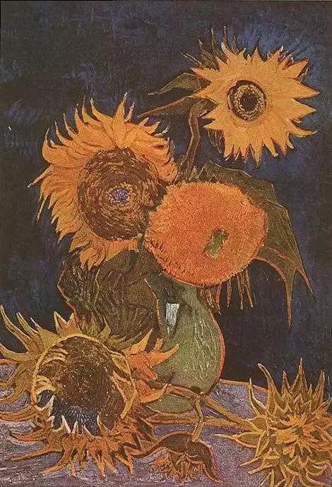 花瓶里的五朵向日葵 1888布面油画 98 x 69 cm二战时毁于火灾