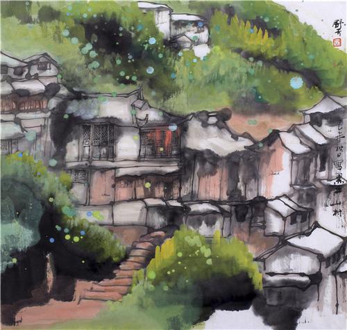 《黑井山村》68×68cm2015年