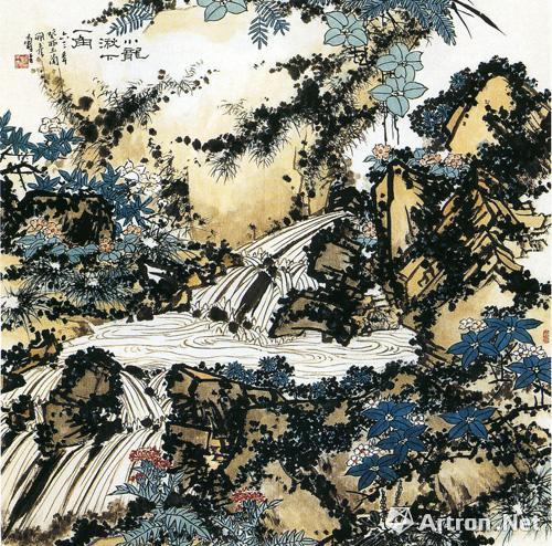 潘天寿 小龙湫下一角图 中国画 107.8×107.5cm 1963