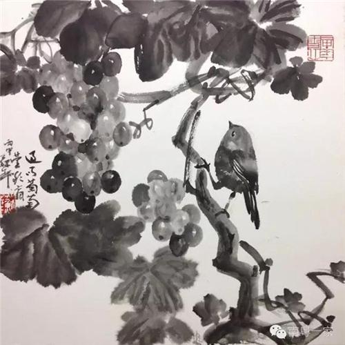 《过雨葡萄莹欲滴》40×40cm2016年