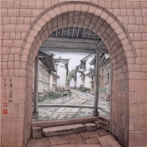 《沙溪寺登街》68×68cm2015年