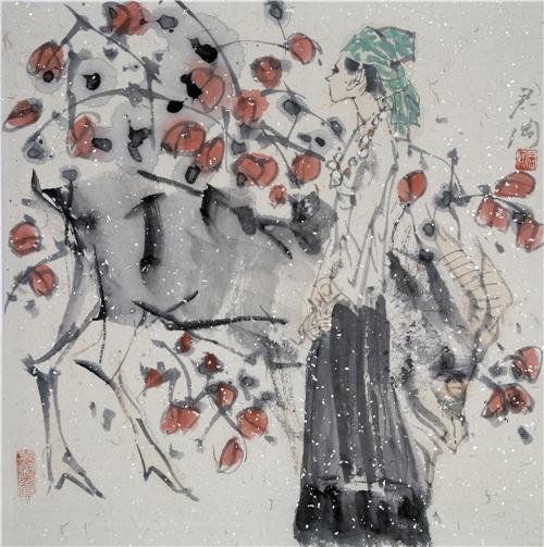 《红叶情思》45×34cm2001年