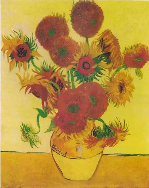 花瓶里的十五朵向日葵 1888布面油画 93×73 cm 现藏于伦敦国立美术馆