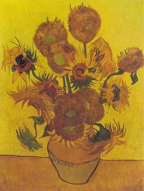十四朵向日葵 1889布面油画 95 x 73 cm 现藏于阿姆斯特丹梵高博物馆