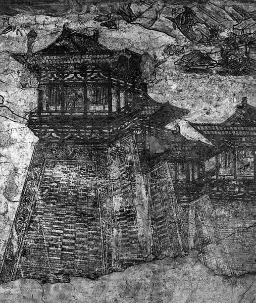 懿德太子墓壁画《阙楼仪仗图》(局部)
