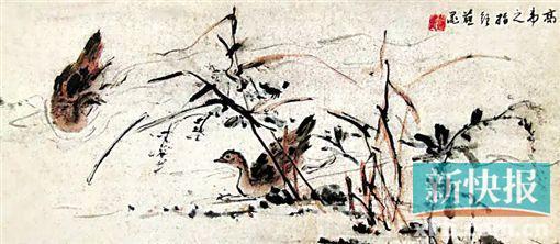 清 高其佩 《花鸟图》册之六 纸本设色 27.9 62.2厘米 上海博物馆藏