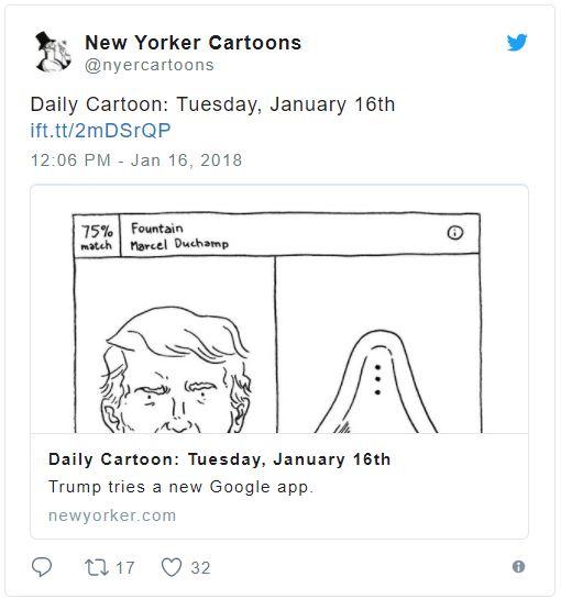 《纽约客》杂志漫画账号：“特朗普试用谷歌新应用“