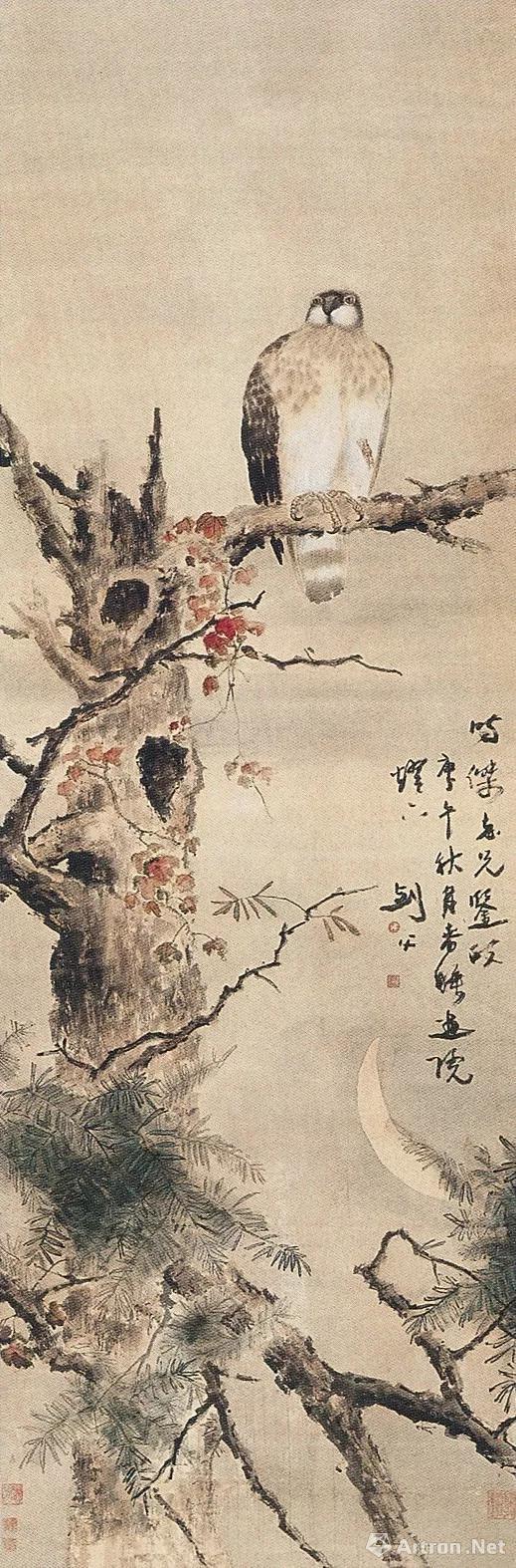 高剑父  《英雄独立》 1930年作  175.5×59厘米  设色纸本
