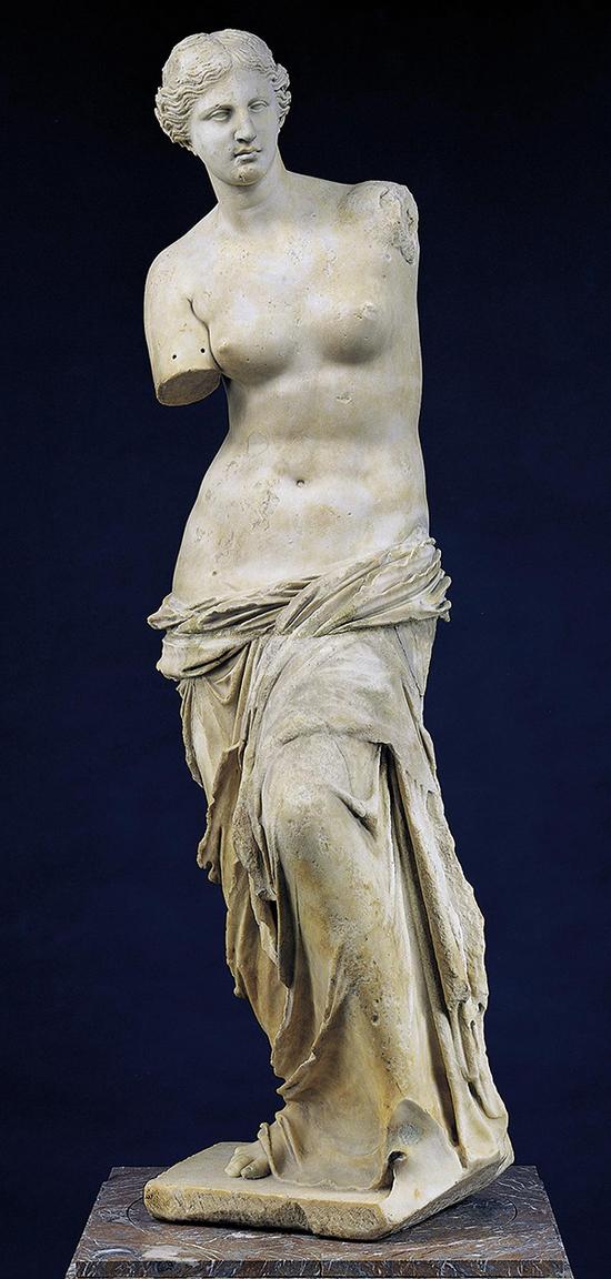 《米洛的维纳斯》（Venus de Milo），公元前2世纪，大理石，高202厘米，巴黎卢浮宫博物馆。