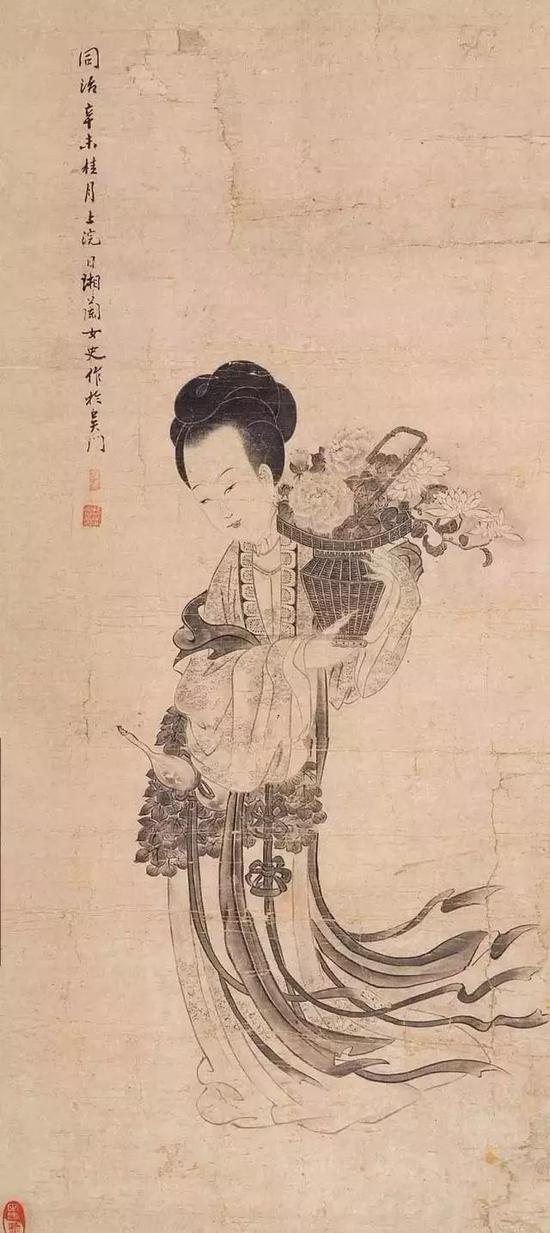 马湘兰《花篮仕女图》