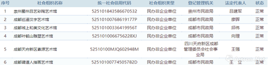 6家以“艺术馆”为名 成功在成都申请到“民非”的机构