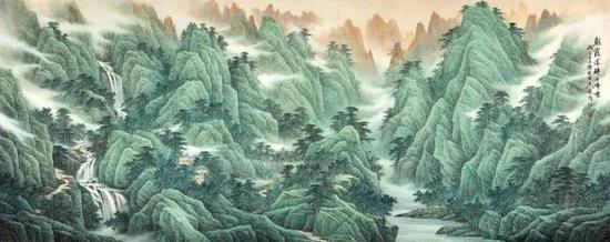 朝霞沐醉千峰秀 145cm×375cm