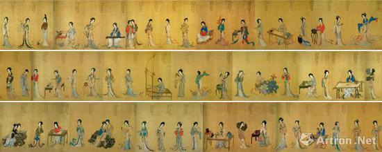 《千秋绝艳图》,明代,仇英(传),长卷,绢本设色,绢本,设色