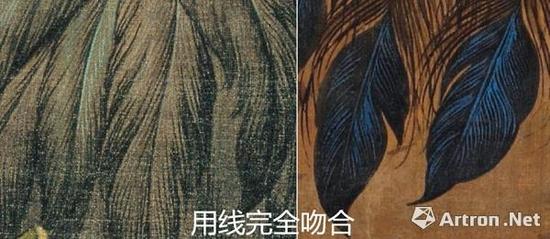 左为《火鸡图》右为《花荫双鹤图》