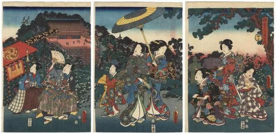 　Raiko and His Men Killing the Shuten-doji | 歌川芳虎 | 初版浮世绘 | 36cm x 74cm | 1847-1852