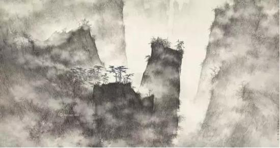 李华弌 2007年作 重岭氤氲 70×134cm