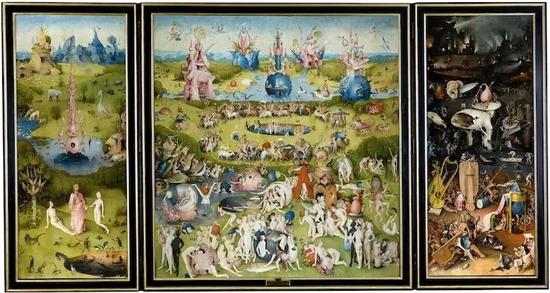 三联画作《人间乐园》,耶罗尼米斯·博斯(作于约1490-1510年),普拉多博物馆