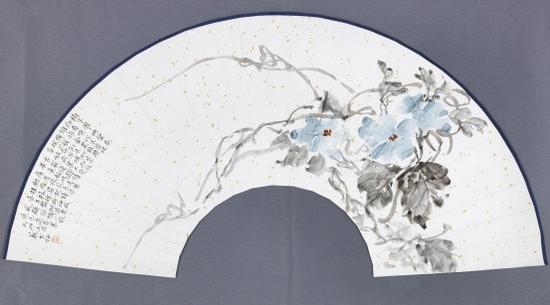 折扇花卉一 纸本/21cm×60cm/ 2016年
