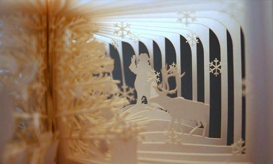 日本艺术家Yusuke Oono的创意纸雕360°圣诞书