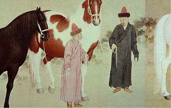 郎世宁《哈萨克贡马图》(局部)