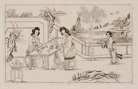 图8 -2 “中国风”（Chinoiserie） 版画，1720s—1770s，铜版画，彼得申克二世（Perter Schenk the younger ，1693—1775）作， 阿姆斯特丹国立美术馆（Rijksmuseum Amsterdam）藏