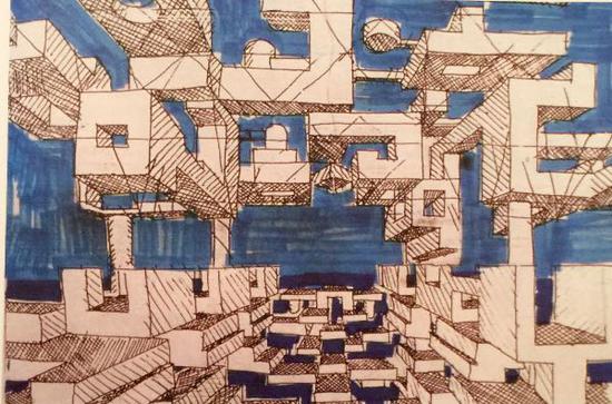 “空中城市”,尤纳喜欢用画图的方式来表达他的建筑理论 ?Yona Friedman