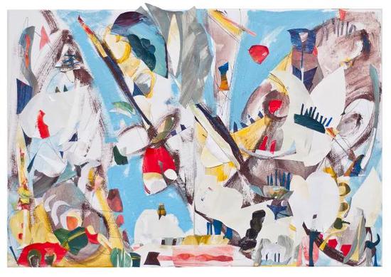 ▲ Every Single Thing We Never Should Have Said， 41 cm x 60cm， Acrylic on canvas and paper collage， 2018