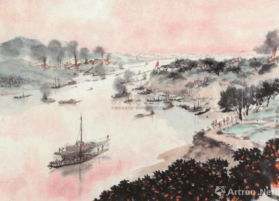 傅抱石创作于1960年代的《芙蓉国里尽朝晖》也经历四次拍卖
