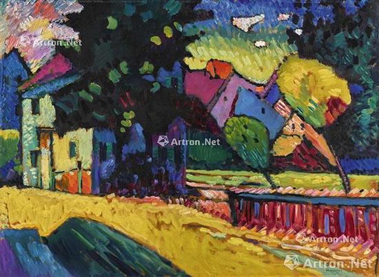 瓦西里•康丁斯基《穆尔瑙─风景与绿屋》，成交价：2097.125万英镑