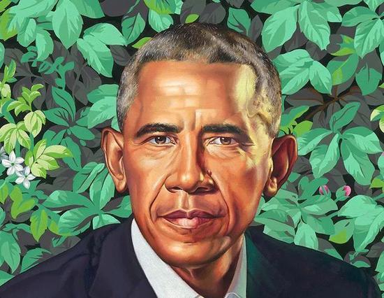 克辛代威利，《巴拉克奥巴马》（Barack Obama），2018（细节图）。图片：Courtesy of the National Portrait Gallery
