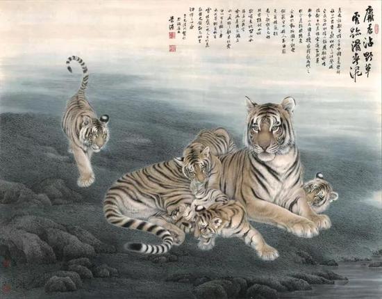 麝香沾野草,虎迹滑春泥 185cm×148cm