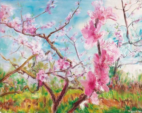 周春芽早期的《桃花系列》,2013年在香港苏富比以364万港元成交,2017于佳士得再度上拍取得970万港元