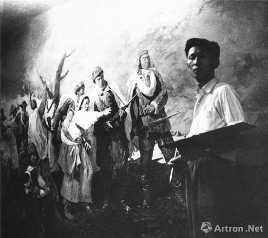 1951年，董希文在大雅宝期间创作油画《抗美援朝》