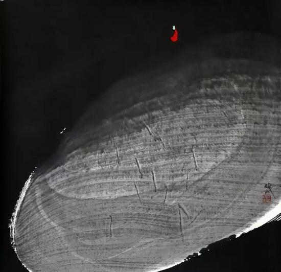 《万物静观皆自得》,纸本水墨,68×68cm,201