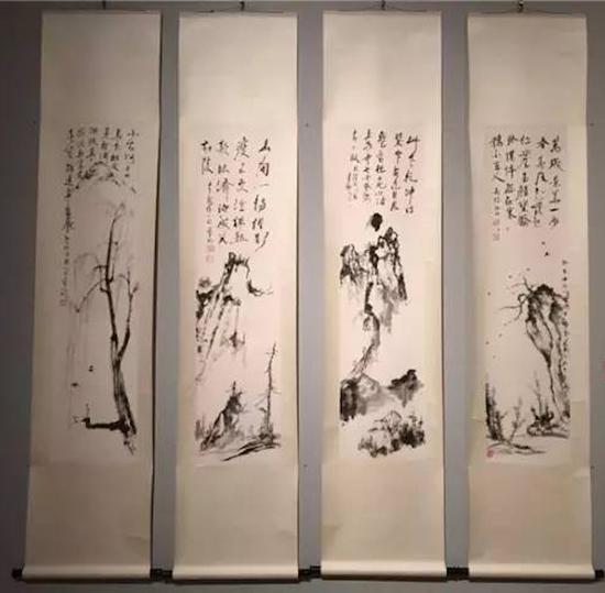 饶宗颐《日僧禅偈山水四条屏》,2005年