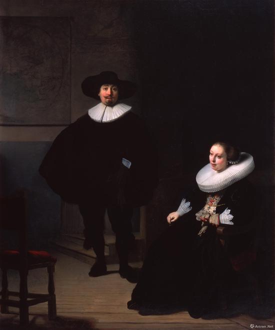 伦勃朗“A LADY AND GENTLEMAN IN BLACK”，1633，131.6 x 109 cm