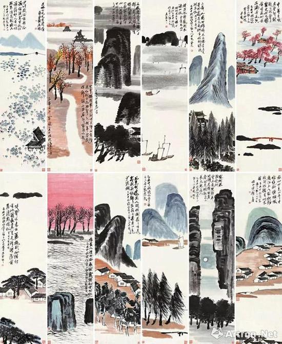 齐白石 《山水十二屏》 9.315亿 北京保利2017年秋拍