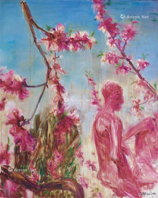 结合“”桃花和红人的早期《桃花风景系列》,2017香港苏富比以 574万港元成交