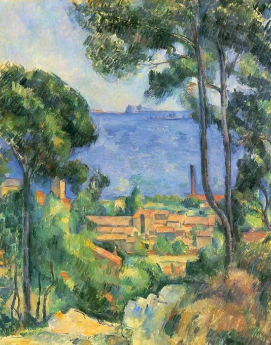 《从埃斯塔克山上远眺伊夫古堡》( Vue sur L‘Estaque et le Chateau d’If ) 塞尚作品