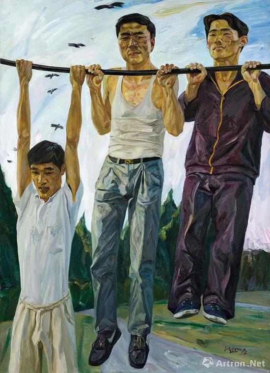 刘小东《人鸟》 布面 油画 167×120cm 1990年估价：800-1000万元