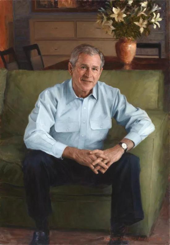 Robert A. Anderson为乔治·沃克·布什（George W. Bush）创作的肖像，2006。图片：Courtesy of the National Portrait Gallery