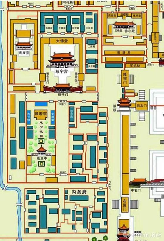 清内务府、养心殿及造办处位置图