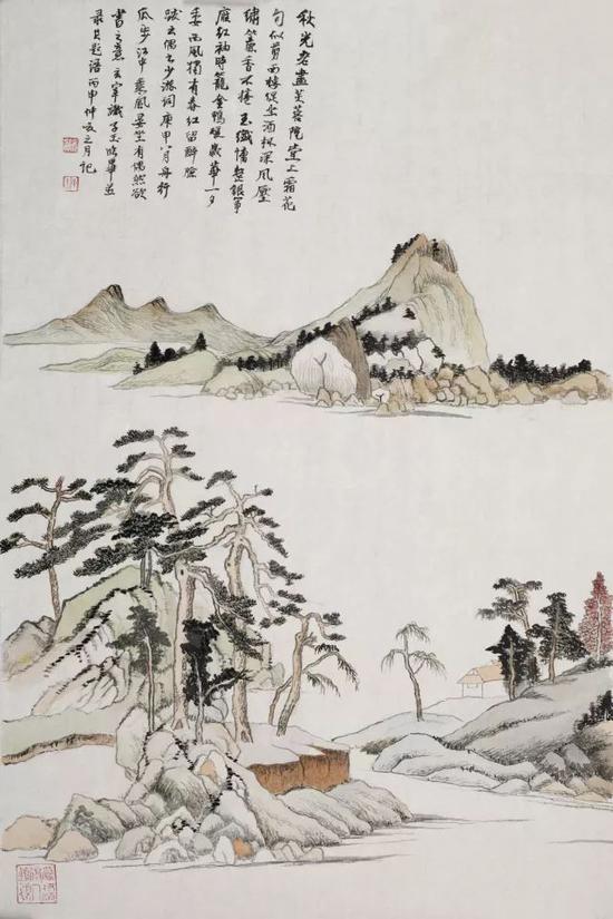 吴灏 仿董其昌山水