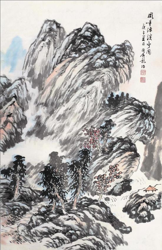 设色纸本 镜片 　68×45cm。约2.8平尺 　　RMB：4，500