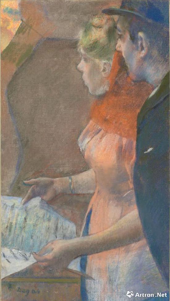 埃德加·德加创作于1882-1885年间的《幕后》描绘男女间暧昧关系 佳士得伦敦2018年2月28日 899.375万英镑成交