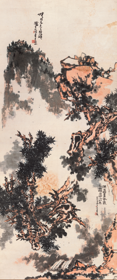 潘天寿（1897-1971） 　无限风光 　1963 年作 　设色纸本 立轴 　358.5×150 cm